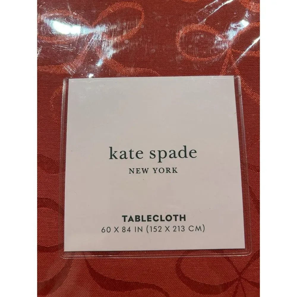 Kate Spade Tablecloth 60x84 Holiday All Wrapped Up Bow Cranberry Red Oblong B26